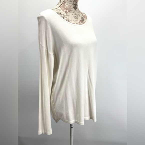 SOFT SURROUNDINGS Ivory TRIESTE Long Sleeve scoop neck top size MP - Picture 8 of 13